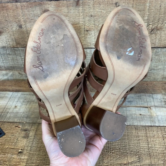 Sam Edelman York Yazmine Gladiator Heels Sandals Womens Size 6.5 M Brown Strappy - Picture 9 of 15